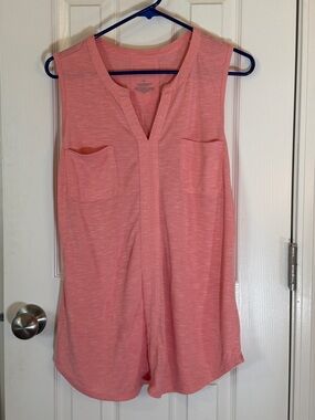Women’s Sonoma Sleeveless Coral Pink Pleated Back Top
